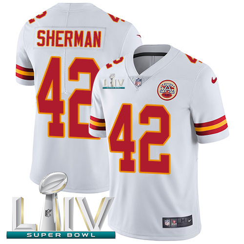 Kansas City Chiefs Nike 42 Anthony Sherman White Super Bowl LIV 2020 Men Stitched NFL Vapor Untouchable Limited Jersey